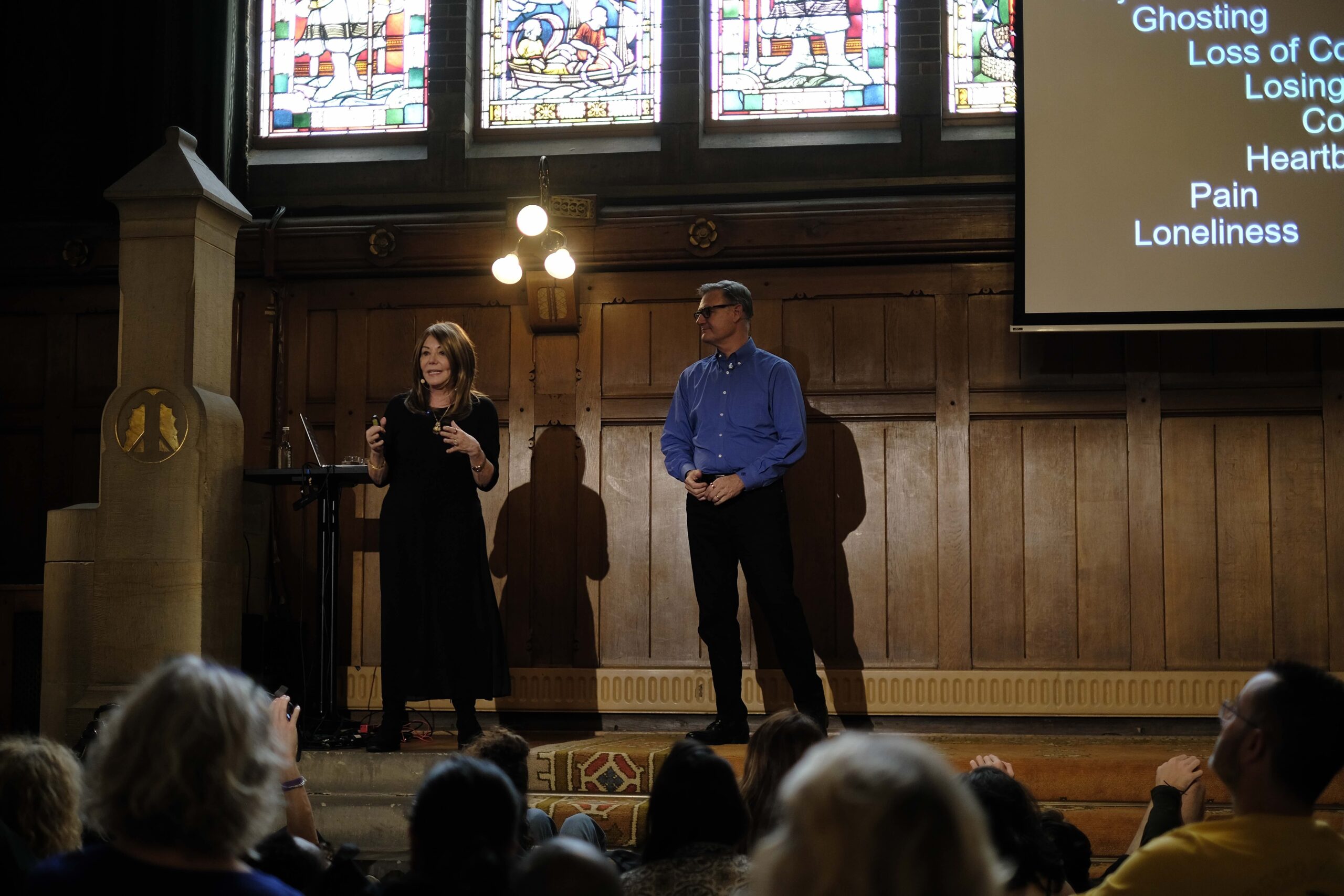 Debra & Richard on stage at Mindvalley