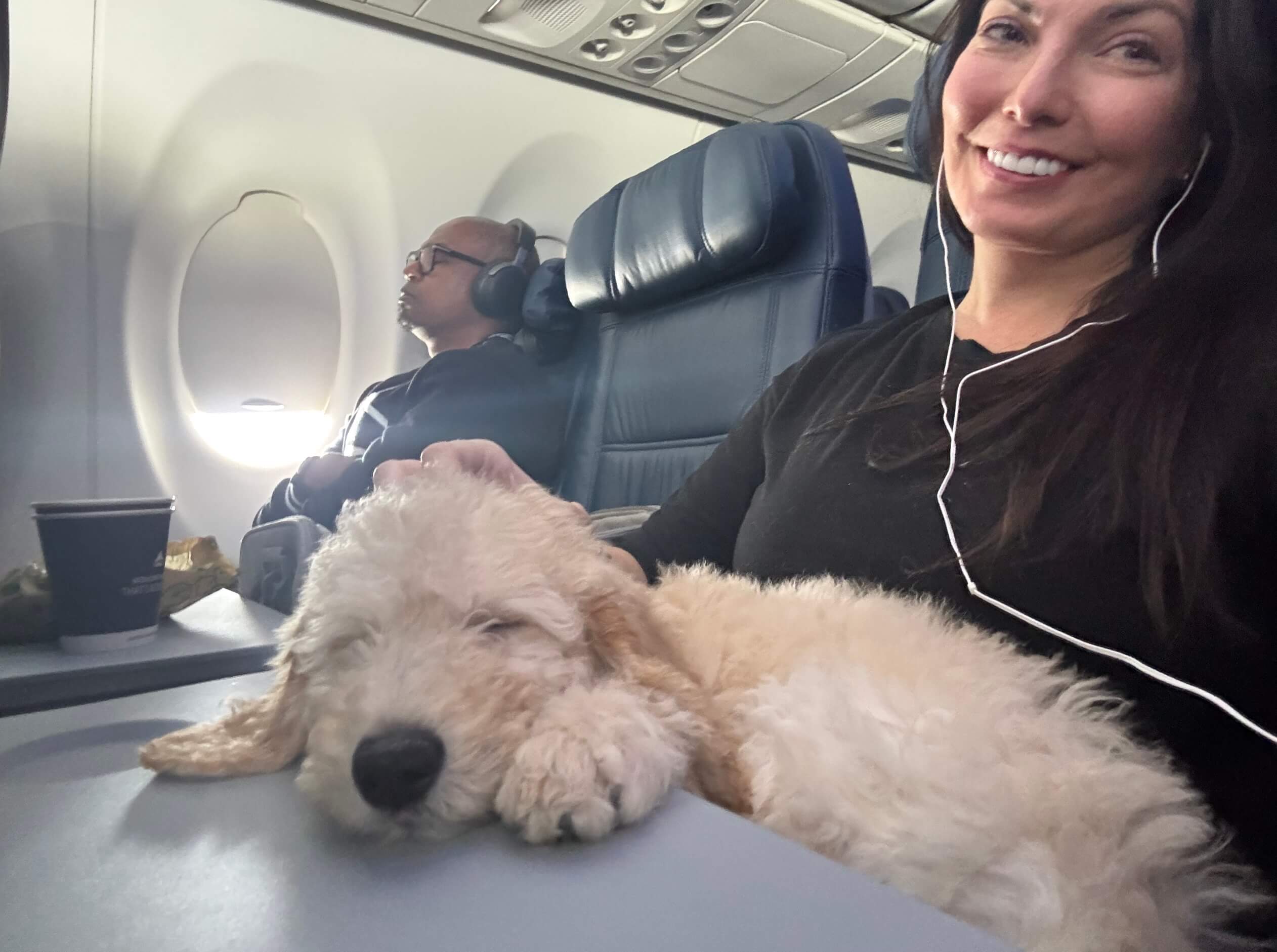 Patricia on the plane