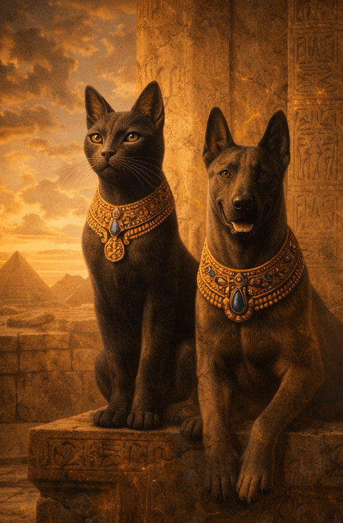 Egyptian cat and dog