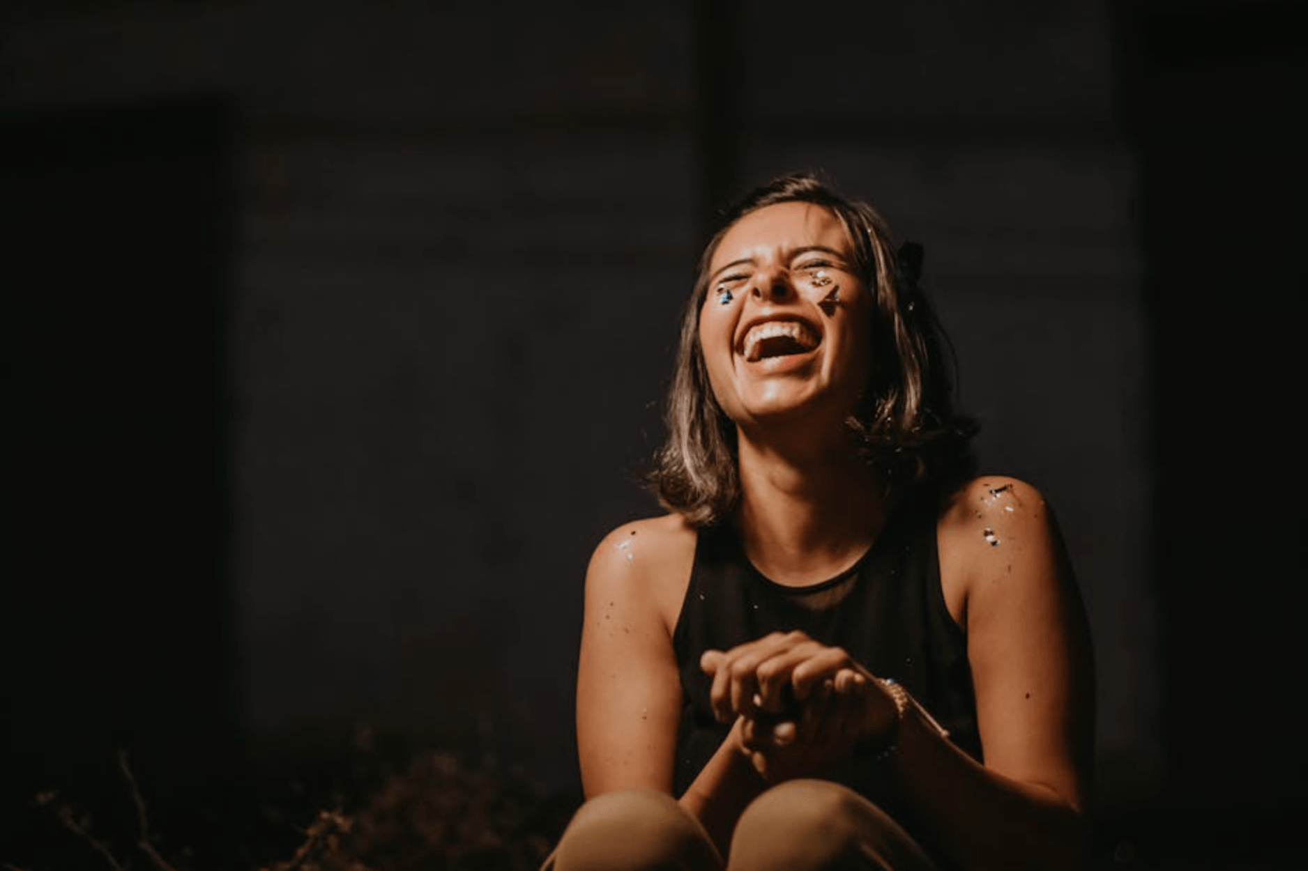Woman laughing with joy
