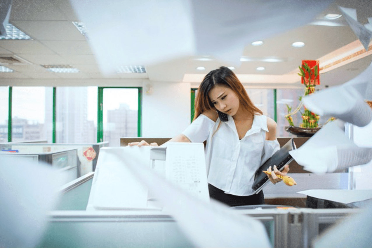 woman busy at work Woman busy at work