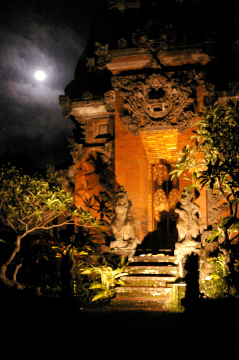 Bali temple at night