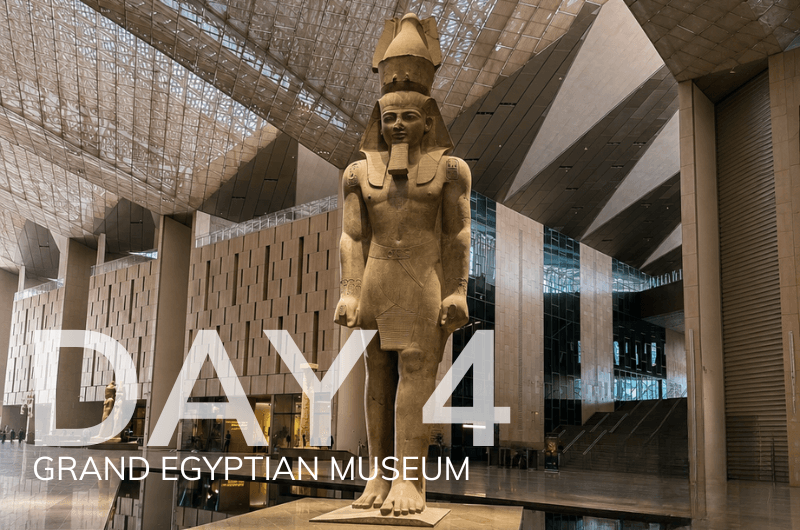 Colossal statue of Ramesses II inside the Grand Egyptian Museum in Cairo