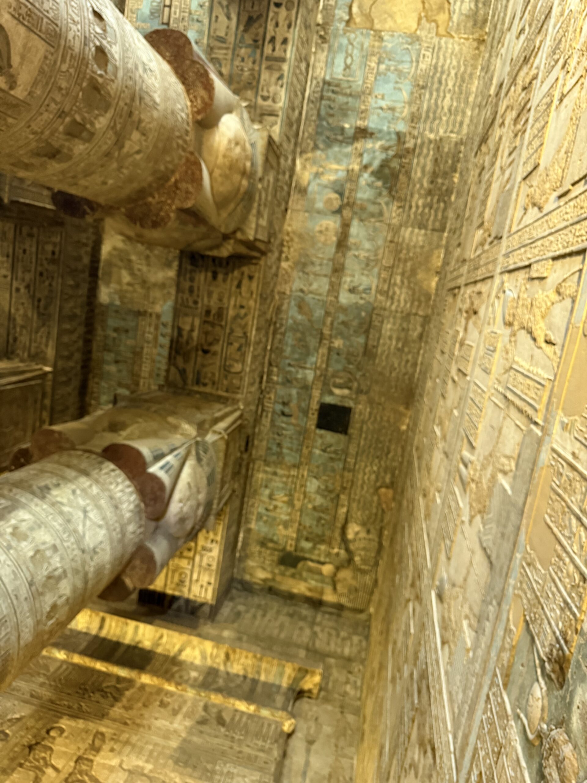 the ceiling of the Hathor Temple at Dendera - dirty